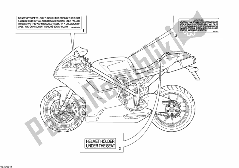 All parts for the Warning Labels of the Ducati Superbike 848 USA 2009